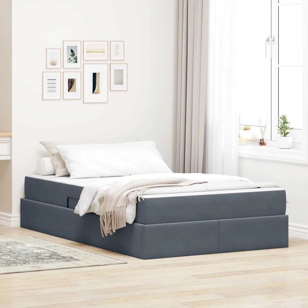 Letto con contenitore e materasso Grigio scuro 120 x 190 cm