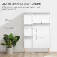 Mobiletto Libreria con Piedini in Legno di Pino Bianco 80x23.5x123cm