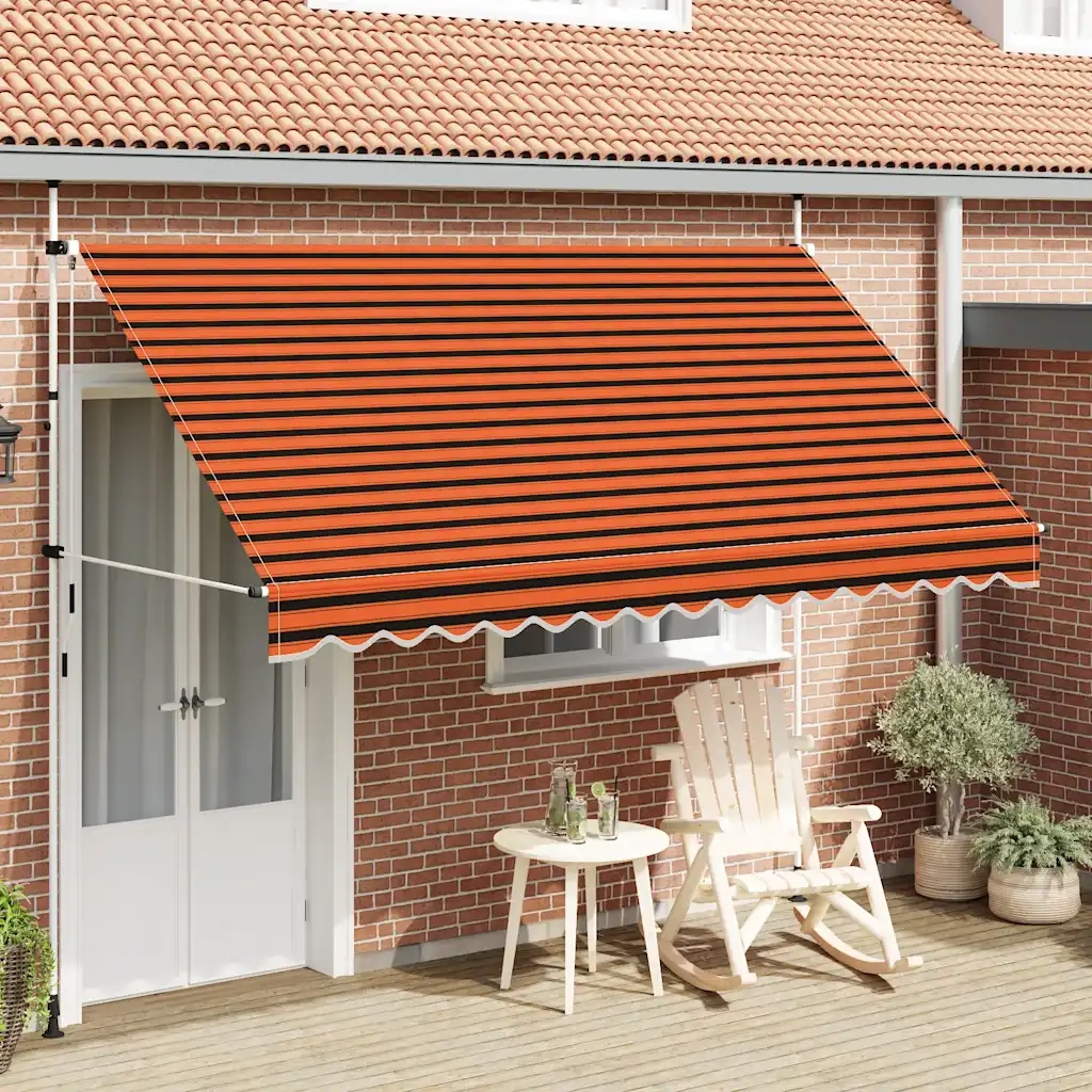 Tenda da Sole Retrattile Manuale 350 cm Arancione e Marrone 145839