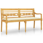 Panca da Giardino | Panchina Batavia con Cuscino Crema 150 cm Legno Massello Teak