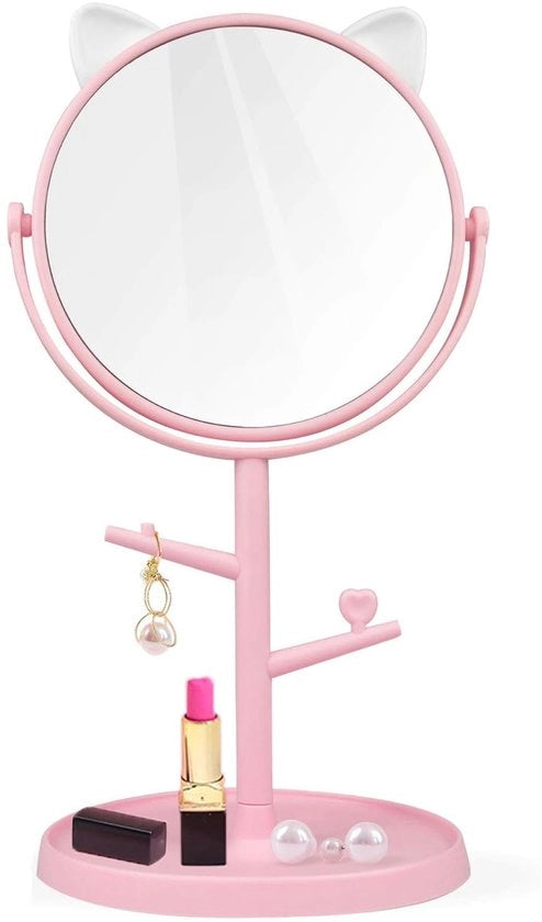 Specchio da trucco portatile - Alta definizione - Disegno rotante - Multifunzionale - Materiale PP resistentente alle abrasioni - Adatto per viaggi - Specchio da trucco
