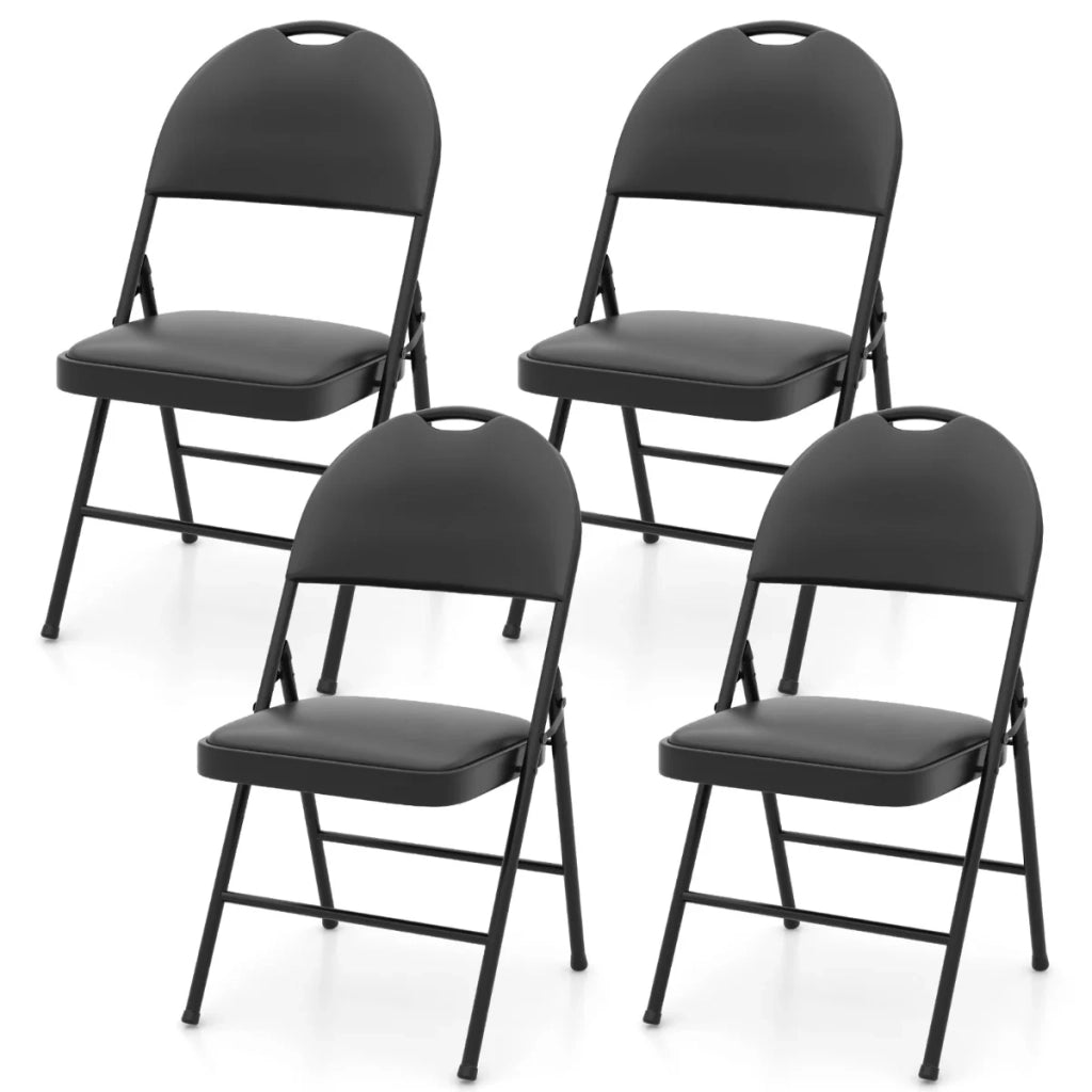 Set di 4 sedie pieghevoli imbottite 54 x 46 x 86 cm comfort ottimale design moderno in similpelle PVC nera 20_0011307