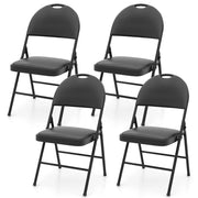 Set di 4 sedie pieghevoli imbottite 54 x 46 x 86 cm comfort ottimale design moderno in similpelle PVC nera 20_0011307