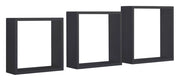 Set 3 Mensole da Parete Cubo in Fibra di Legno Incubo Slim Nero