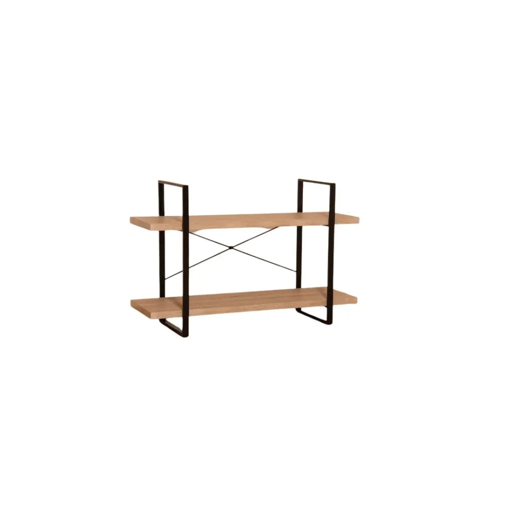 Scaffale industriale SHELVES – 2 ripiani – Legno e metallo – Design loft alla moda