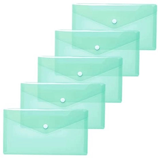 Documenti in plastica trasparente turkoois, 5 pezzi, piccole tasche visibili con chiusura a cerniera, buste per ufficio, scuola, università, viaggi