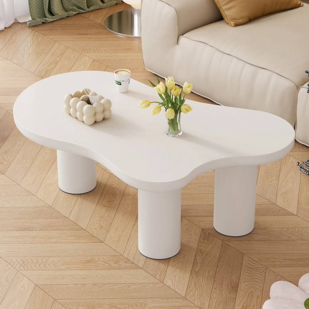 Tavolino da caffè a forma di nuvola 107x66x40;5 cm in MDF e PVC bianco