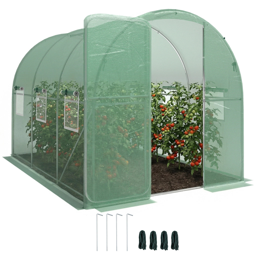 Serra da giardino 3x2x2 m ¨C Minimal ¨C con 6 finestre a rete e porta bloccabile
