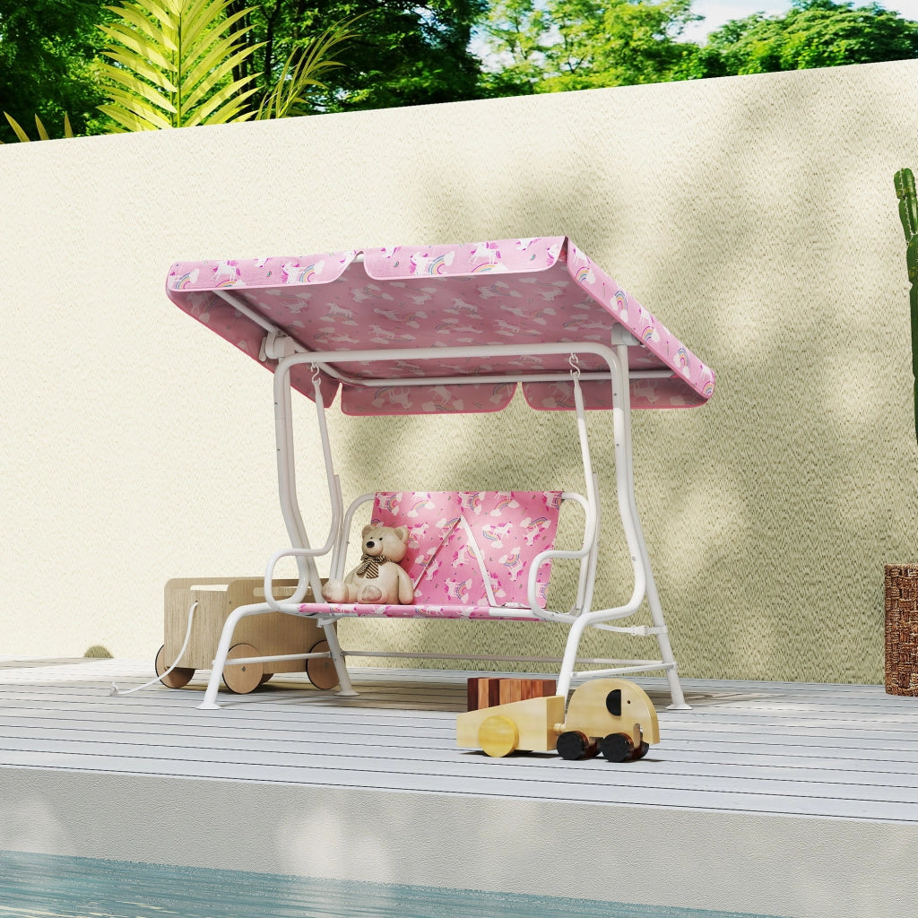 Dondolo per Bambini Altalena da Giardino 2 Posti 112x75x120 cm Rosa