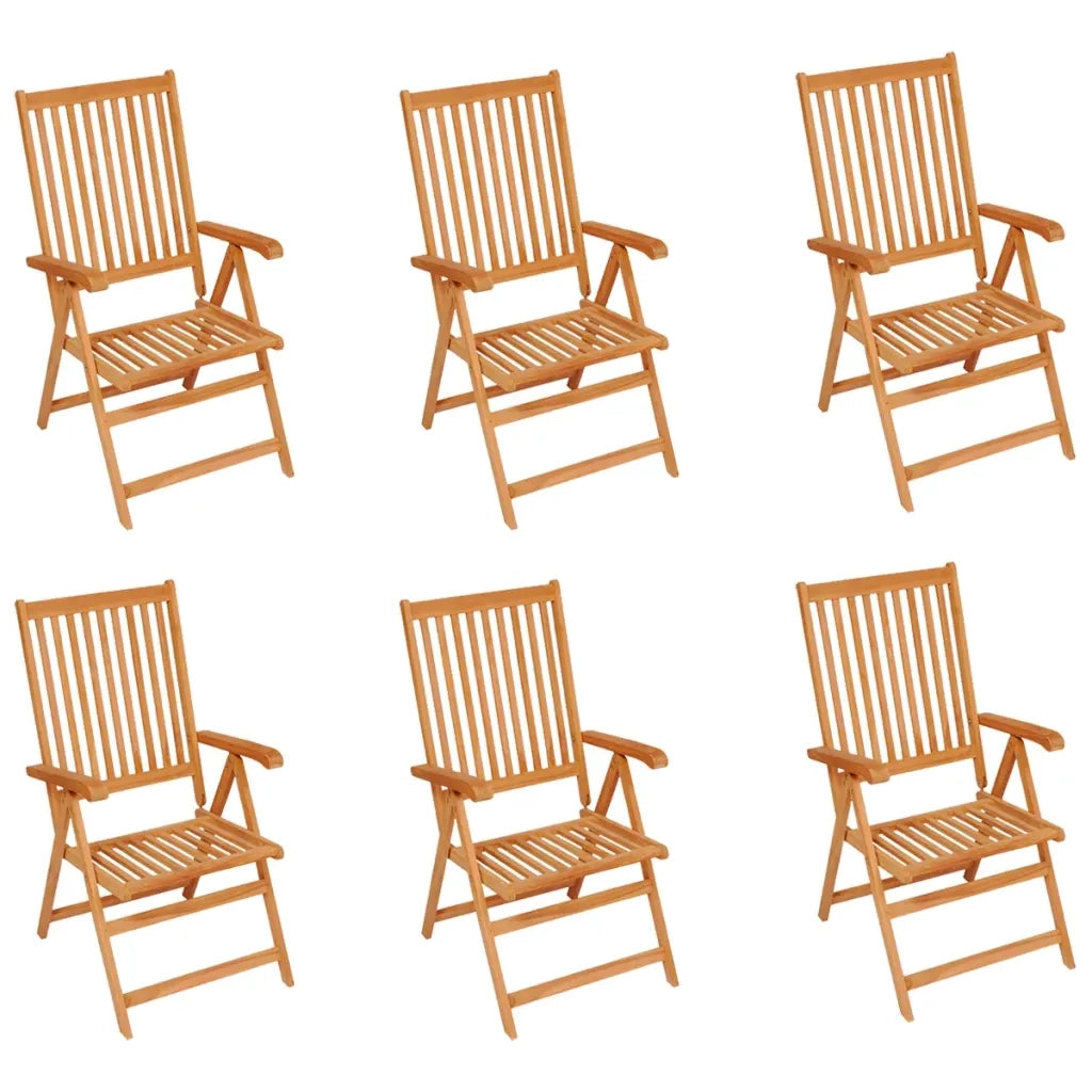 Sedie da Giardino 6 pz con Cuscini Neri Massello di Teak