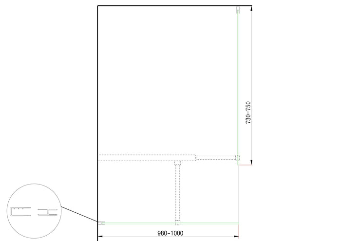 Doppia Parete Doccia Walk-in Con Braccio Di Sostegno Superiore a T Vetro 8 mm Reversibile 98-100 x 73-75 H 200 cm