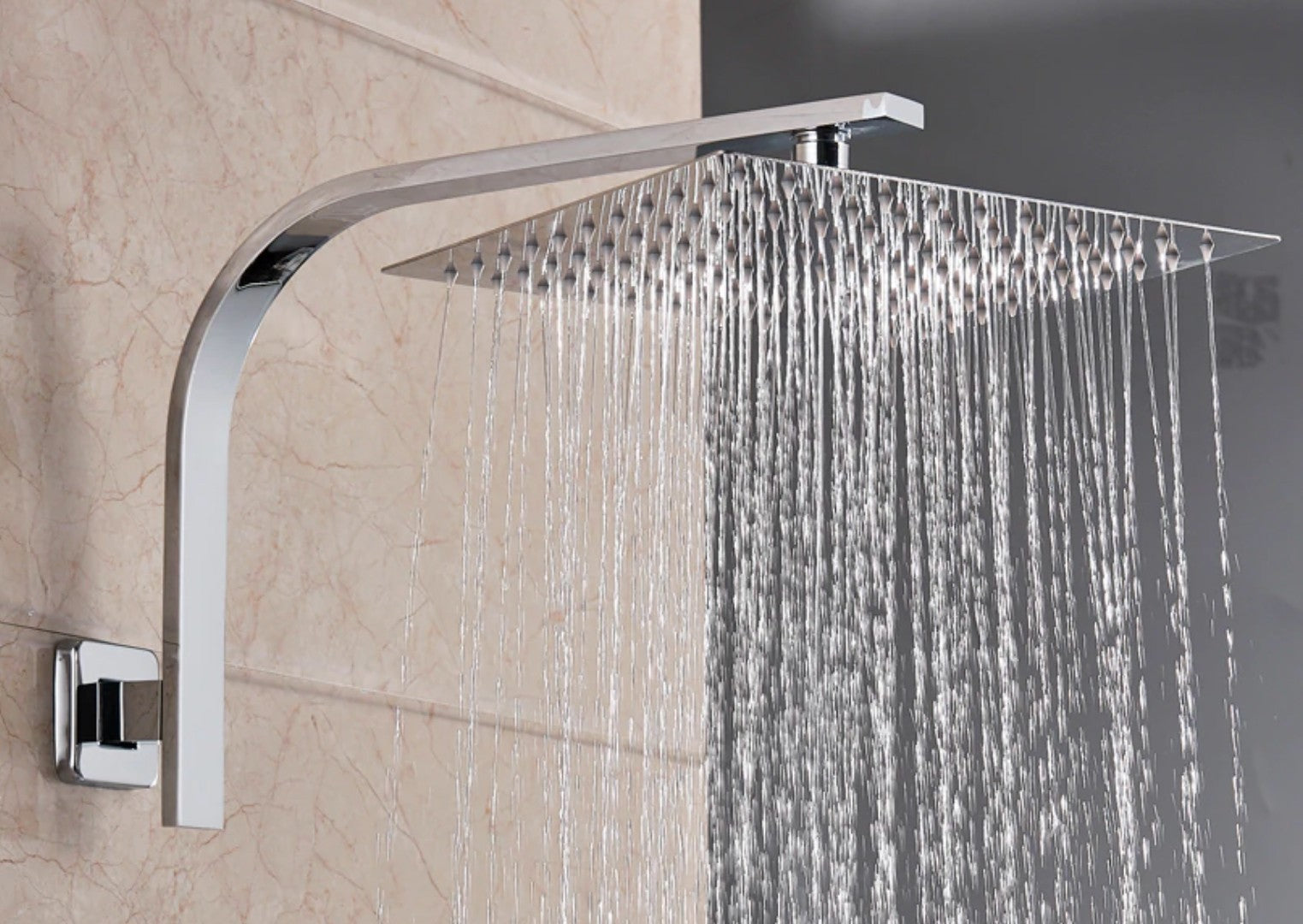 Braccio doccia quadrato rialzato a sbalzo, 30 x 30 cm