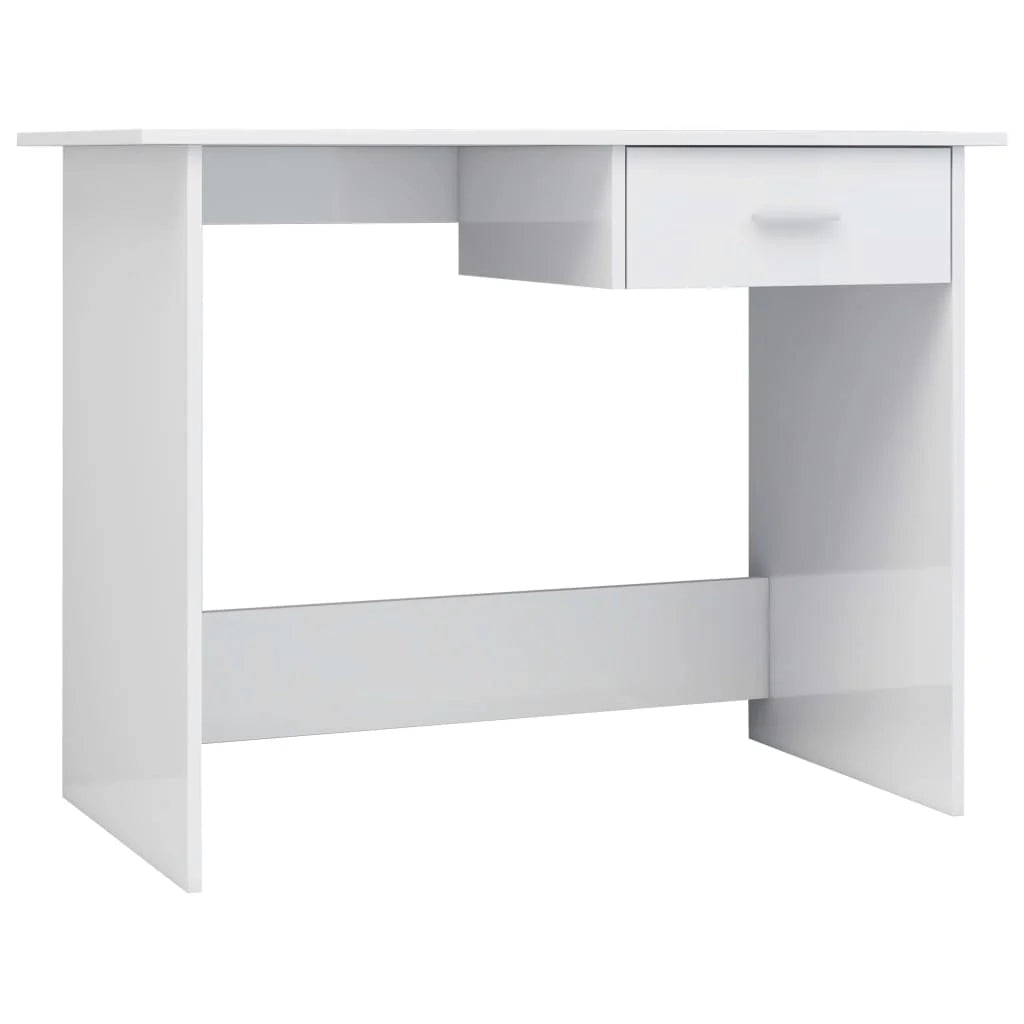 Scrivania tavolo postazione di lavoro mobile per computer studio finitura lucida 100 x 50 x 76 cm legno ingegnerizzato bianco 02_0023536
