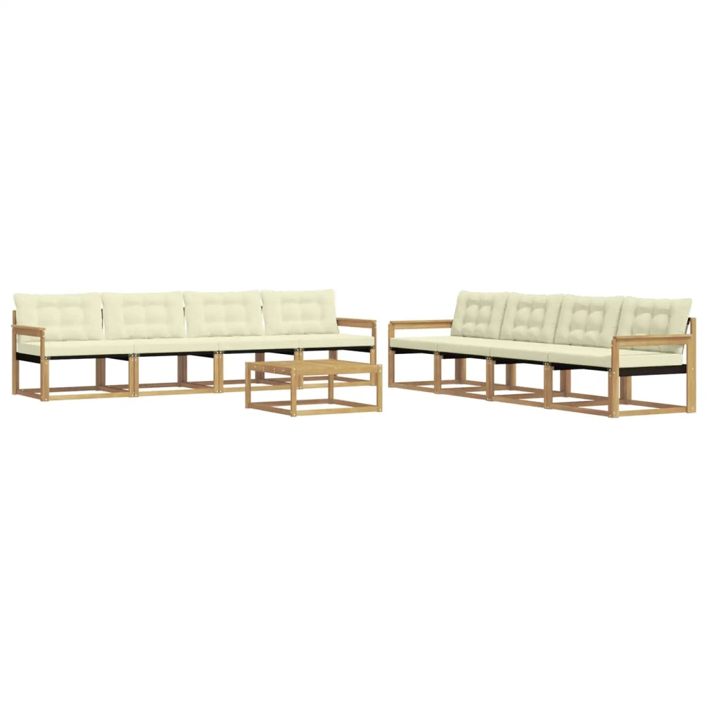 Set di divani da esterno 9 pcs Bianco e Crema 79 x 79 x 37 cm
