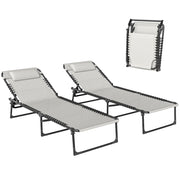 Lettino da sole pieghevole 2 pezzi ¨C Zephmum ¨C Grigio chiaro, acciaio, textilene
