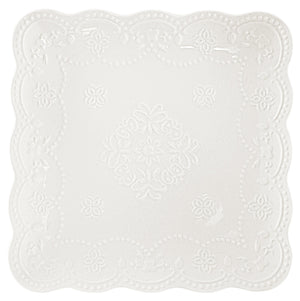 Piatto Quadrato 25,5x25,5 cm Traforato in Porcellana Kaleidos Charme Bianco