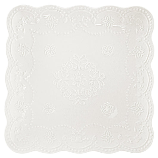 Piatto Quadrato 25,5x25,5 cm Traforato in Porcellana Kaleidos Charme Bianco
