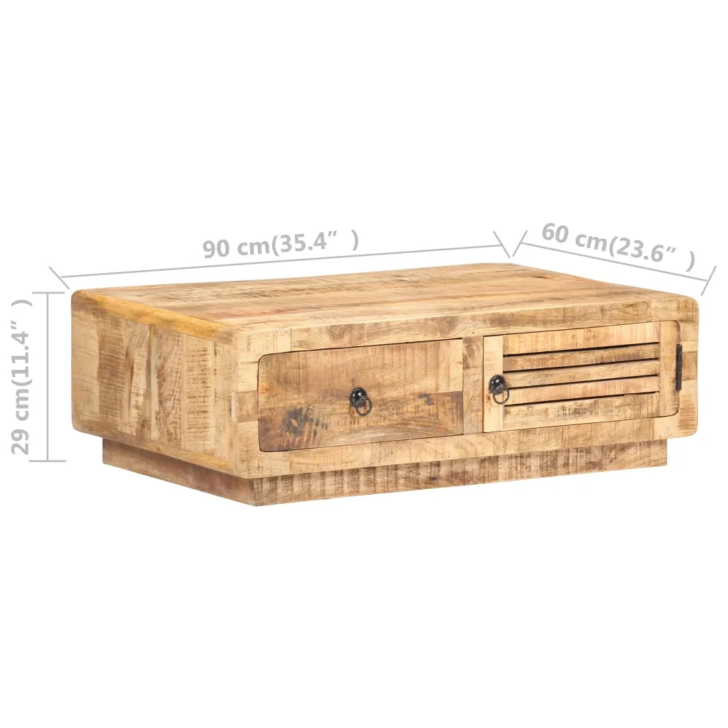 Tavolino da Salotto 90x60x29 cm in Legno di Mango Grezzo 320458