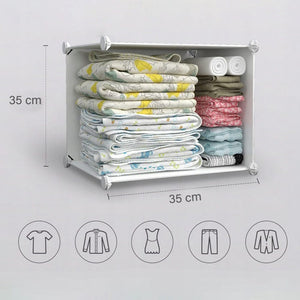 Armadio componibile con misure 147x110x47 cm, ideale per ogni stanza.