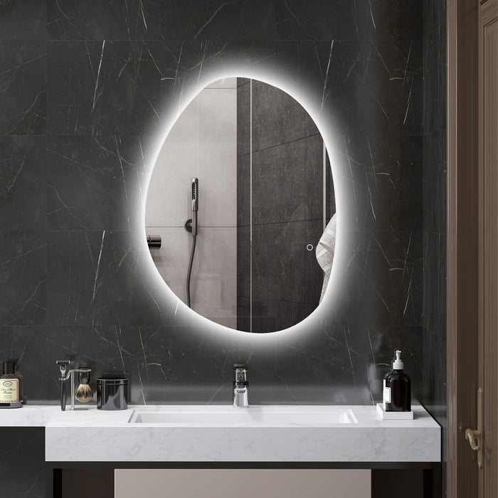 Specchio da Bagno 80x5x60 cm Illuminato a LED 3 Tonalità in Vetro Temperato Argento
