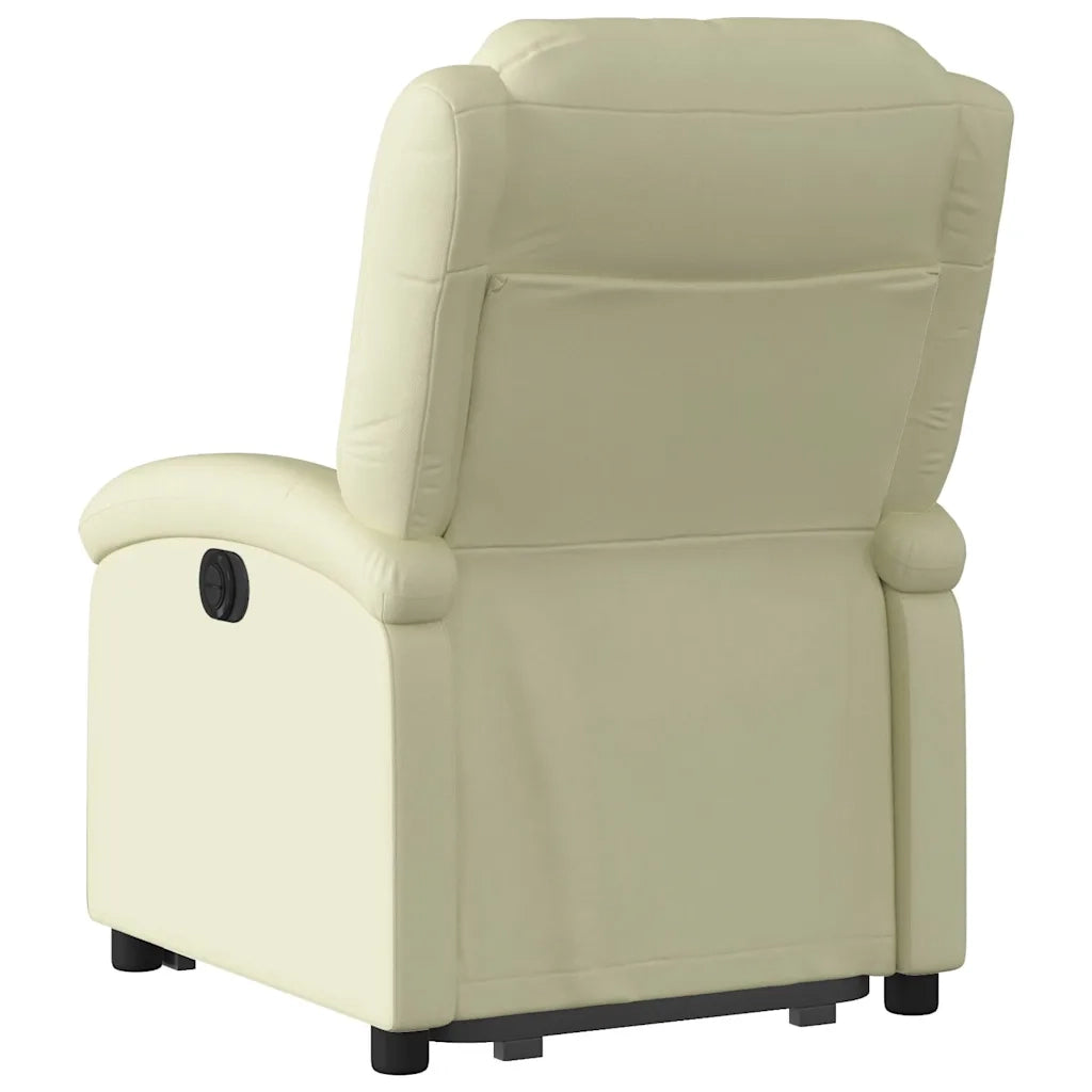 Poltrona Alzapersona Reclinabile Elettrica Crema in Vera Pelle 3204272