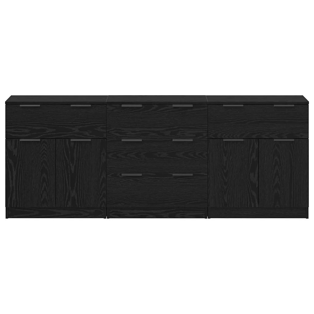 vidaXL Credenza 3 pcs Rovere nero 60 x 30 x 70 cm Legno multistrato
