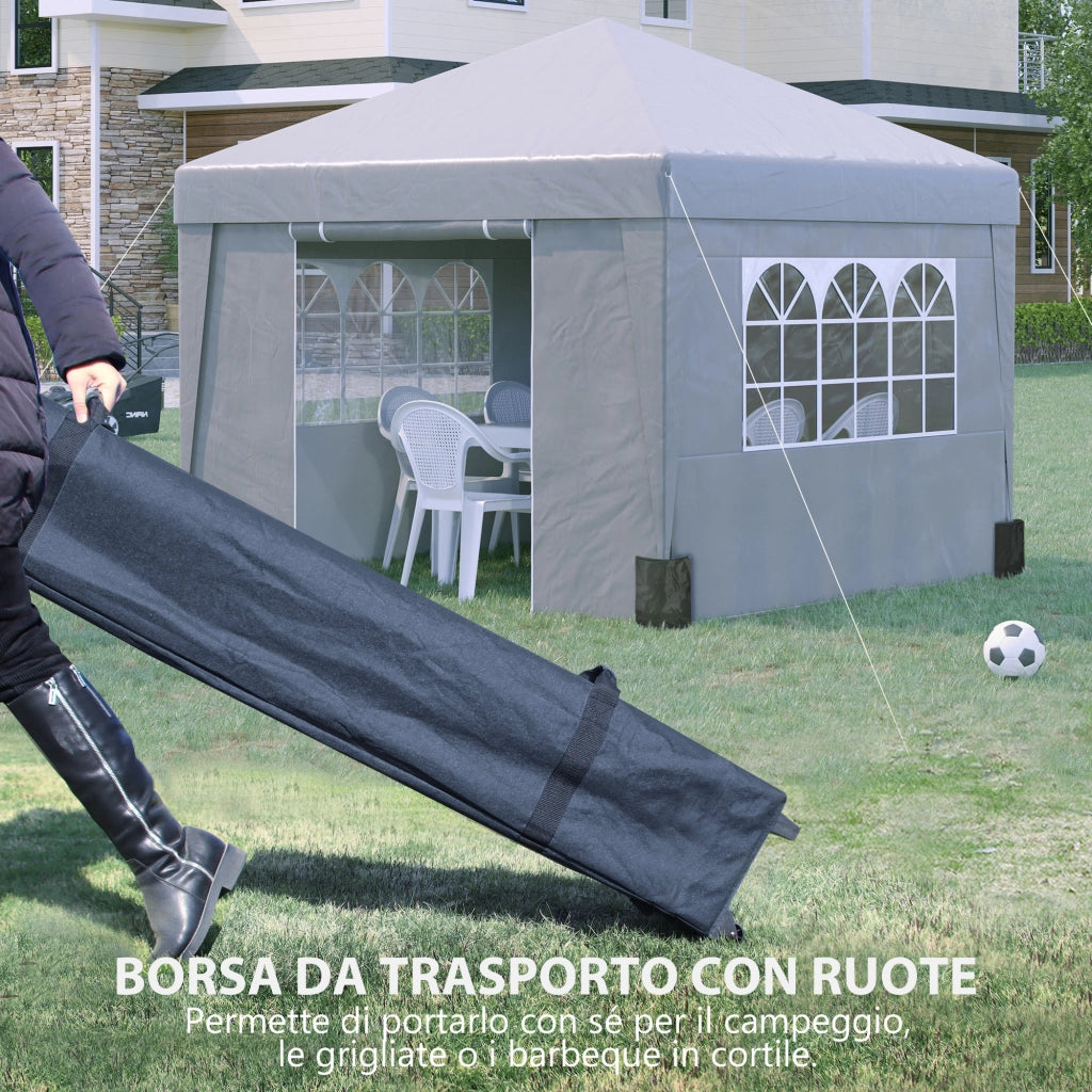 Gazebo Pieghevole 3x3 m ¨C zephmum ¨C Grigio Chiaro Acciaio Tessuto Oxford