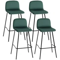 Set 4 Sgabelli Alti con Poggiapiedi per Cucina e Bar, in Poliestere Vellutato, Acciaio e Gommapiuma, 40x45.5x94 cm