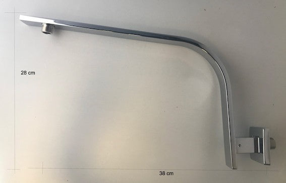 Braccio doccia quadrato rialzato a sbalzo, 30 x 30 cm