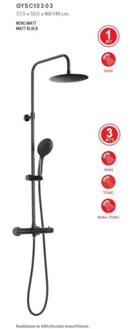 Colonna doccia Gedy con miscelatore G-STAR MIX 03 colore Nero Opaco Matt