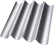 Accessori per forno, forma per pane integrale, forma per pane, piatto per pane integrale con trattamento antiaderente per 4 panini integrali, forma per pane integrale di alta qualità (38 x 33 x 2 cm) argento