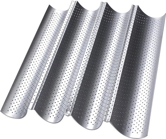 Accessori per forno, forma per pane integrale, forma per pane, piatto per pane integrale con trattamento antiaderente per 4 panini integrali, forma per pane integrale di alta qualità (38 x 33 x 2 cm) argento