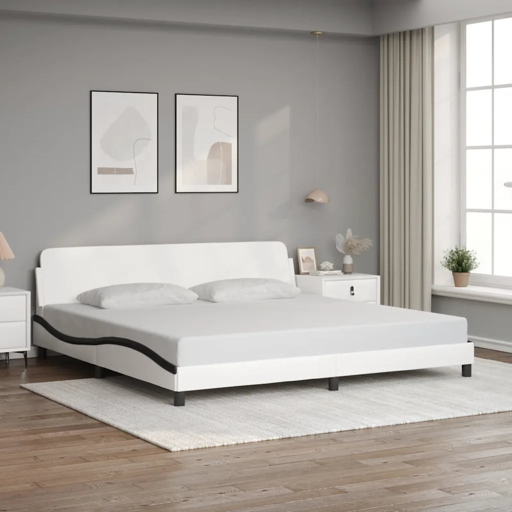 Giroletto con Testiera Bianco e Nero 200x200 cm in Similpelle