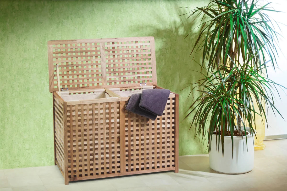 Portabiancheria, doppio legno di noce