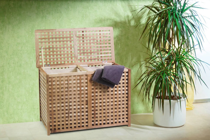 Portabiancheria, doppio legno di noce