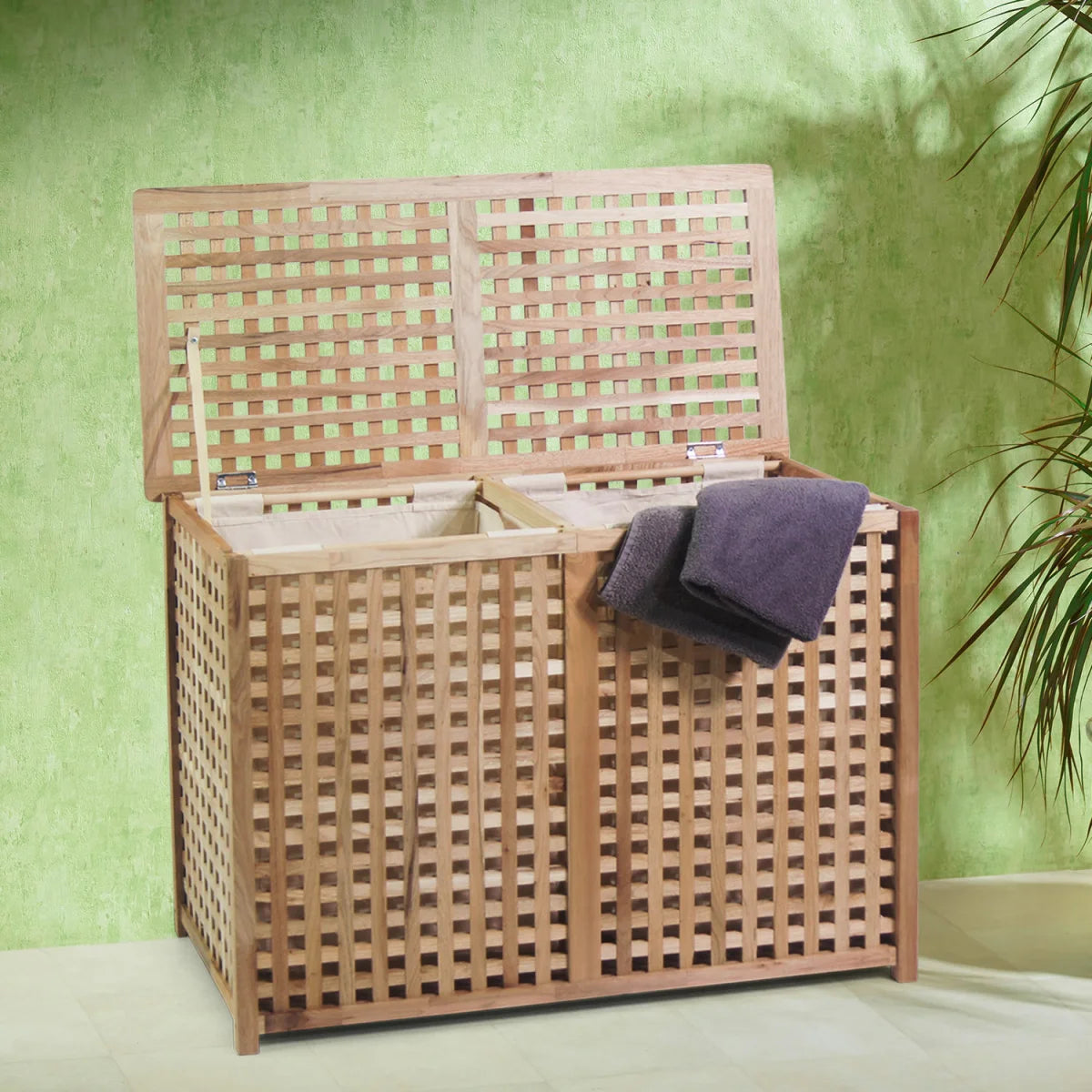 Portabiancheria, doppio legno di noce