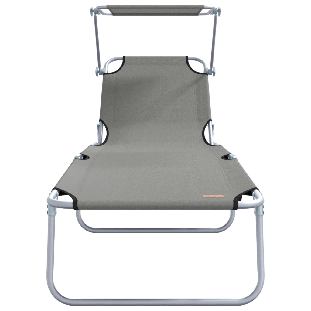 Lettini Prendisole Pieghevoli 2 pcs con Tettuccio Grigio in Tessuto Oxford 600D