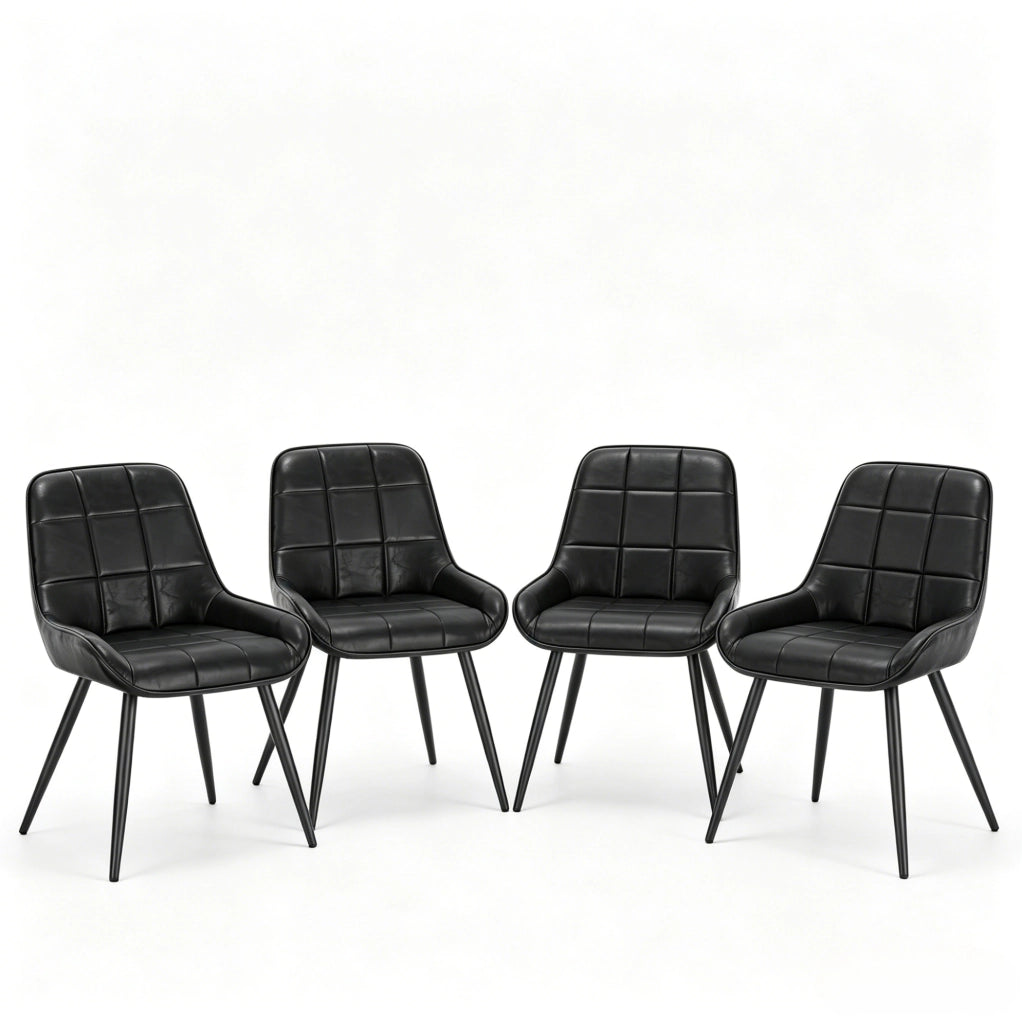 SEDIA da pranzo imbottita 47 cm in similpelle nera Set da 4 pezzi