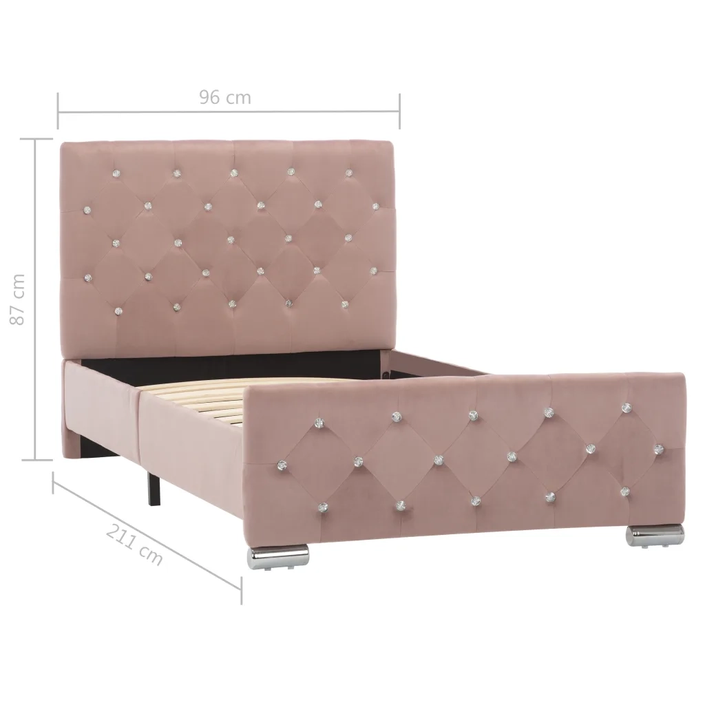Giroletto-Struttura Letto Rosa in Velluto 90x200 cm 721811