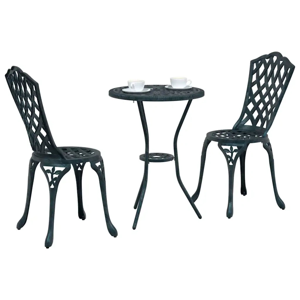 Set Bistro da Giardino 3 pz | Set Salotto da Giardino Verde Alluminio