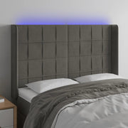 Testiera a LED-Testata con LED Grigio Scuro 147x16x118/128cm in Velluto 383167