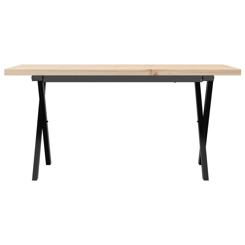 Tavolino Salotto Telaio a X 90x40x45,5 cm Legno Pino e Acciaio