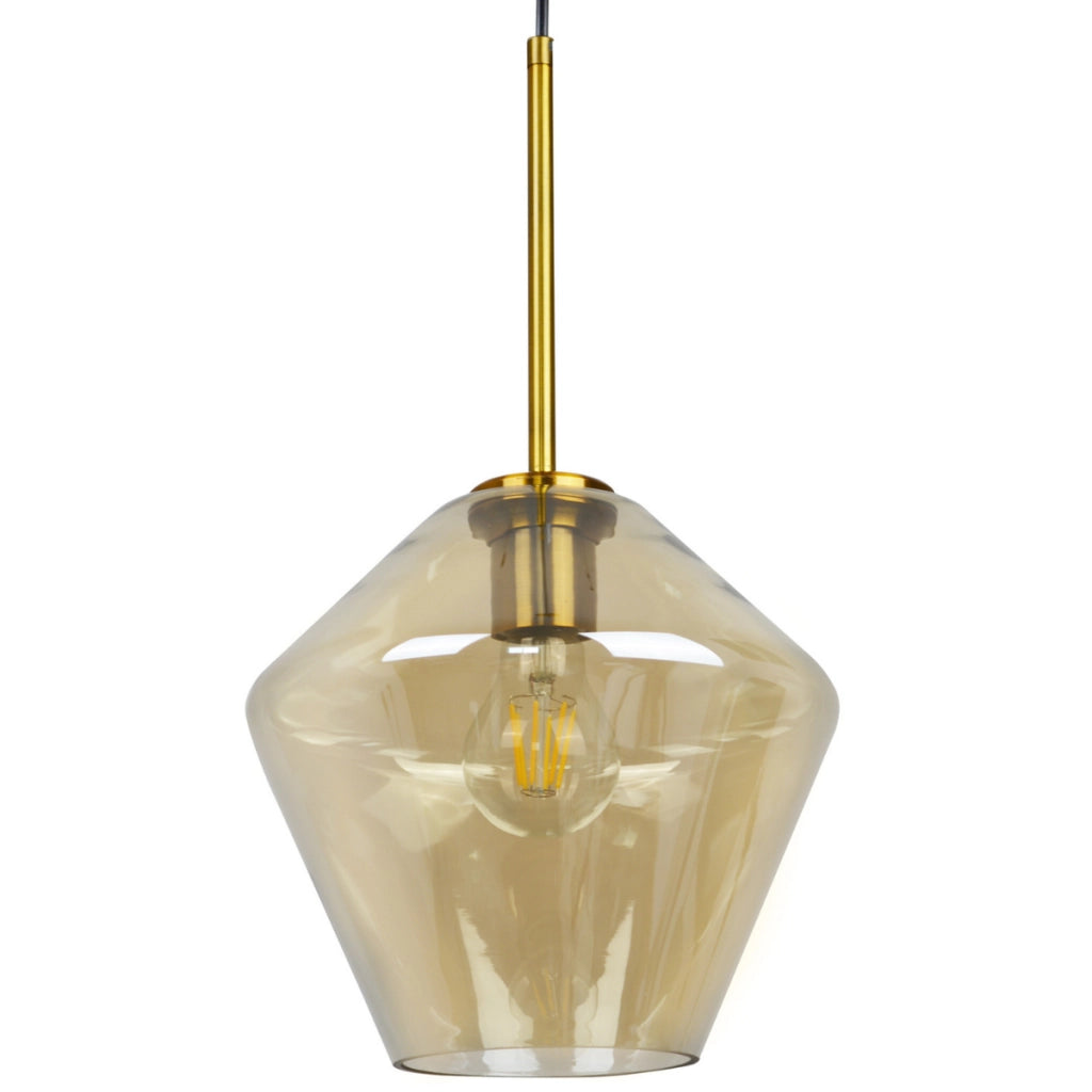Lampada a sospensione Polux Grea vetro ambra E27 Ø23 cm