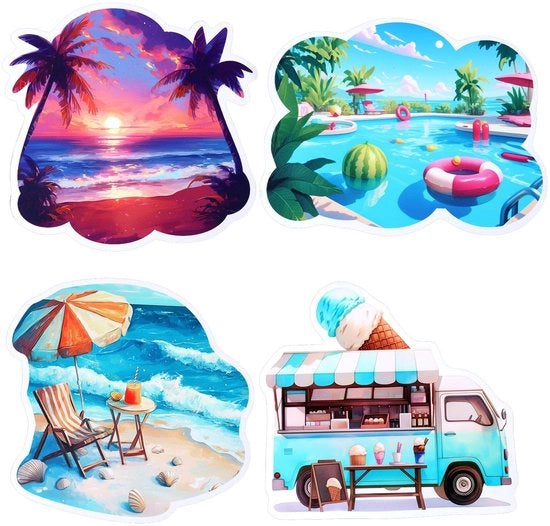 Magnetici per frigorifero 4 pezzi - Decorazione per tema mare - Decorazione per cucina - Magnetici in gomma - Atmosfera allegra - Decorazione per frigorifero