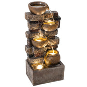 Fontana da Giardino a Cascata con Luci LED ¨C zephmum ¨C Marrone Rustico