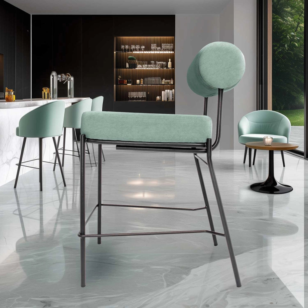 Sapporo - Set di 2 sgabelli di design in metallo e velluto a coste