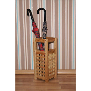 Portaombrelli in legno di noce, design a traliccio