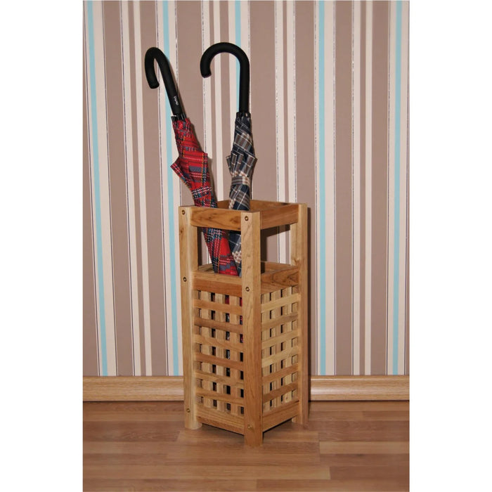 Portaombrelli in legno di noce, design a traliccio