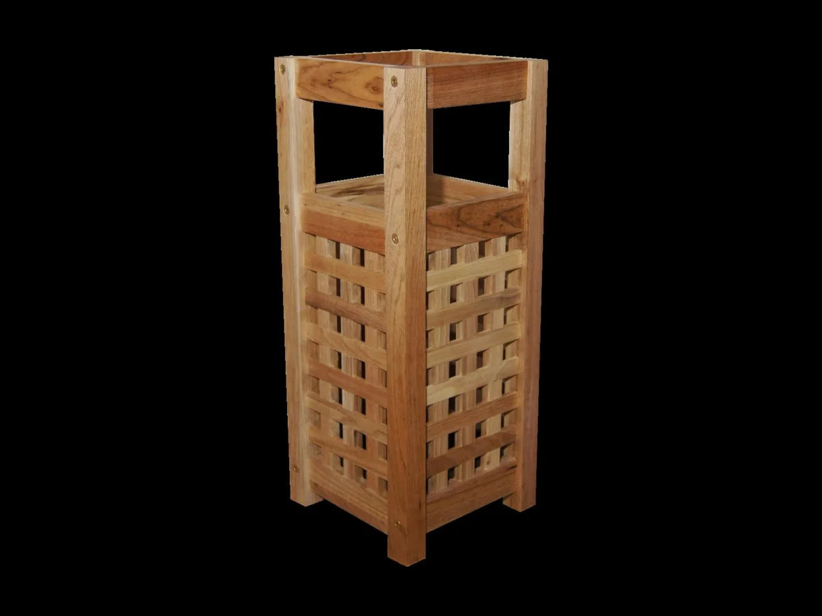 Portaombrelli in legno di noce, design a traliccio