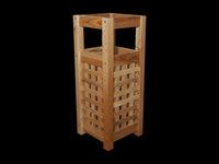 Portaombrelli in legno di noce, design a traliccio